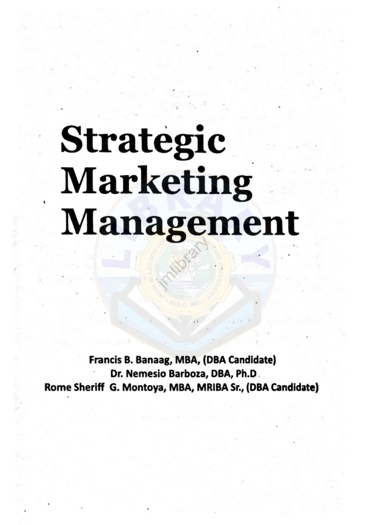 Strategic marketing management by Banaag 2018